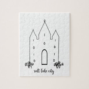 de stad utah tempel is een eenvoudig modern zoutme legpuzzel