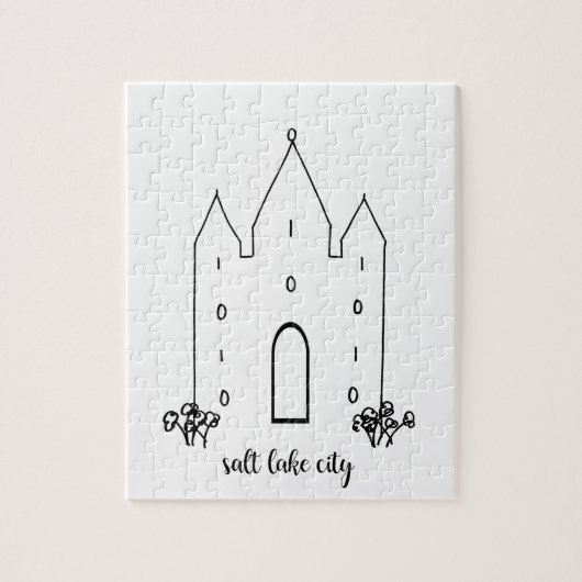 de stad utah tempel is een eenvoudig modern zoutme legpuzzel (Verticaal)