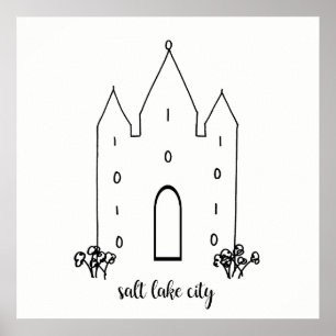 de stad utah tempel is een eenvoudig modern zoutme poster