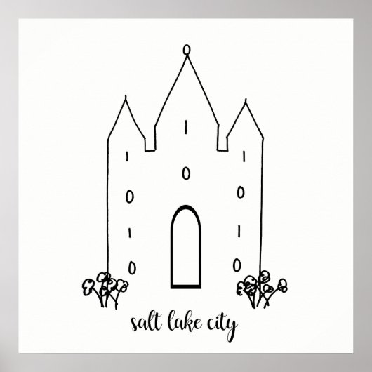 de stad utah tempel is een eenvoudig modern zoutme poster (Voorkant)