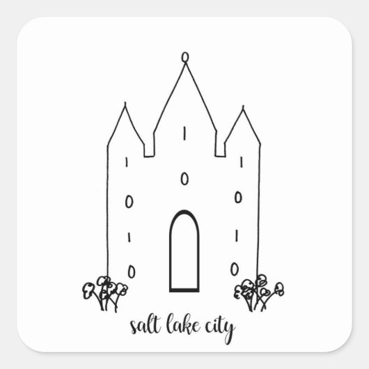 de stad utah tempel is een eenvoudig modern zoutme vierkante sticker (Voorkant)