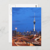 De Stad van Auckland, Nieuw Zeeland bij Schemer Briefkaart (Voorkant / Achterkant)