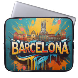 De stad van football en zon laptop sleeve