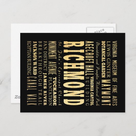 De Stad van Richmond als het Art. van de Briefkaart (Voorkant / Achterkant)