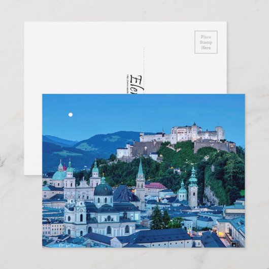 De stad van Salzburg, Oostenrijk Briefkaart (Voorkant / Achterkant)