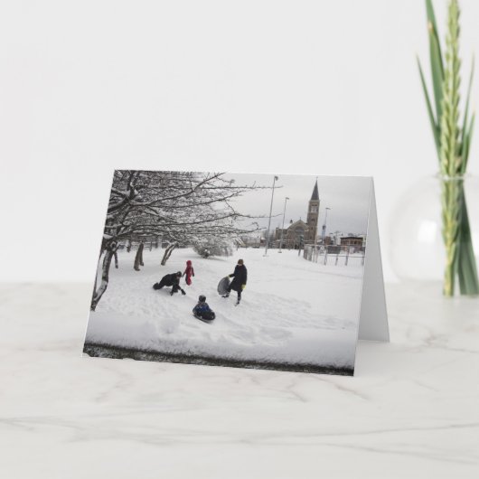 De Stad van Sledding Jersey van de winter Feestdagen Kaart (Voorkant)
