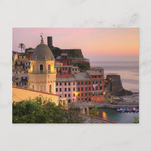 De stad Vernazza in de avond, Cinque Briefkaart (Voorkant)