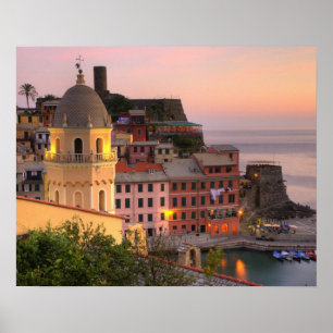 De stad Vernazza in de avond, Cinque Poster