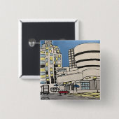 De stad vierkante button 5,1 cm (Voorkant /achterkant)