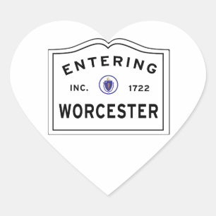 De stad Worcester MA binnenkomen Hart Sticker