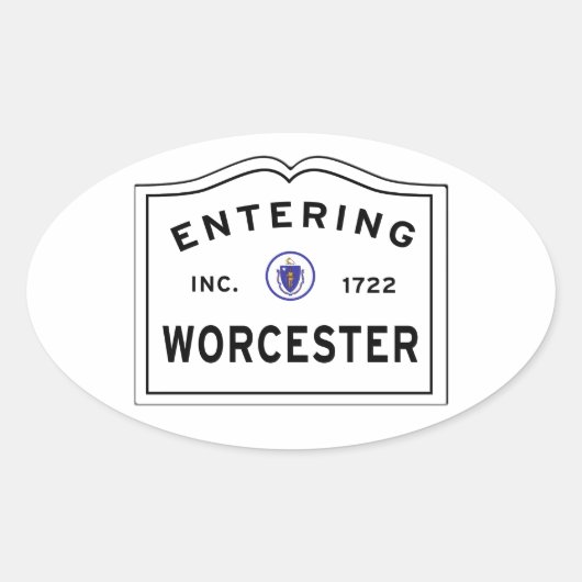 De stad Worcester MA binnenkomen Ovale Sticker (Voorkant)