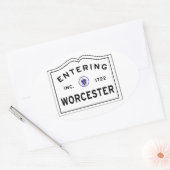 De stad Worcester MA binnenkomen Ovale Sticker (Envelop)