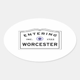 De stad Worcester MA binnenkomen Ovale Sticker