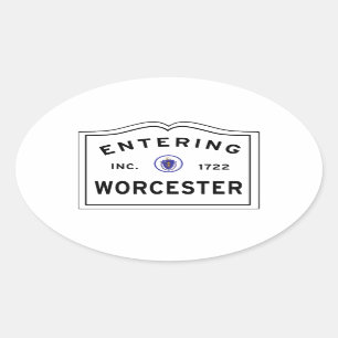 De stad Worcester MA binnenkomen Ovale Sticker