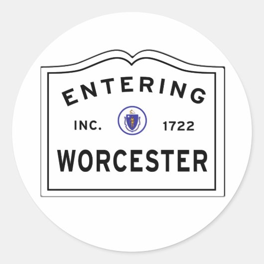 De stad Worcester MA binnenkomen Ronde Sticker (Voorkant)