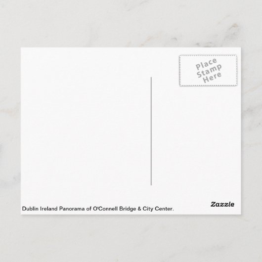 De stadshorizon van Dublin, Brug O'Connell Briefkaart (Achterkant)