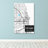 De Stadskaart van Chicago + Teken Uw Plaats Canvas Afdruk (Insitu (Houten vloer))