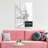 De Stadskaart van Chicago + Teken Uw Plaats Canvas Afdruk (Insitu (Woonkamer))