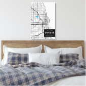 De Stadskaart van Chicago + Teken Uw Plaats Canvas Afdruk (Insitu (Slaapkamer))