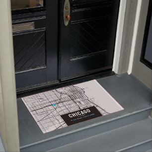 De Stadskaart van Chicago + Teken Uw Plaats van he Deurmat