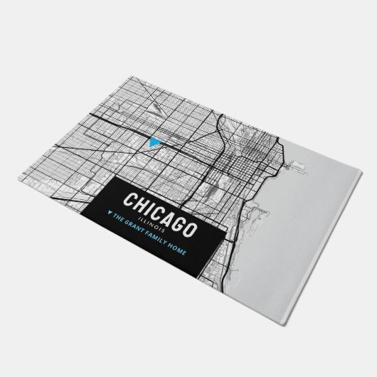De Stadskaart van Chicago + Teken Uw Plaats van he Deurmat (Schuin)