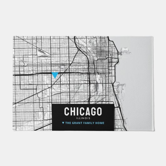 De Stadskaart van Chicago + Teken Uw Plaats van he Deurmat (Voorkant)