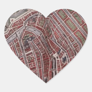 De stadskaart van de replica van Amsterdam 1652 Hart Sticker