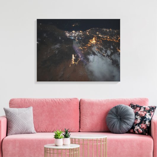 De stadslichten van Jazan en zijn buitenwijken Canvas Afdruk (Insitu (Woonkamer))