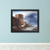 De stadsmuur van Haarlem in de winter Canvas Afdruk (Insitu (Houten vloer))