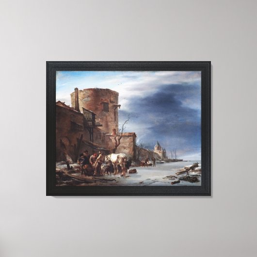 De stadsmuur van Haarlem in de winter Canvas Afdruk (Voorkant)
