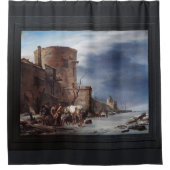 De stadsmuur van Haarlem in de winter Douchegordijn (Voorkant)