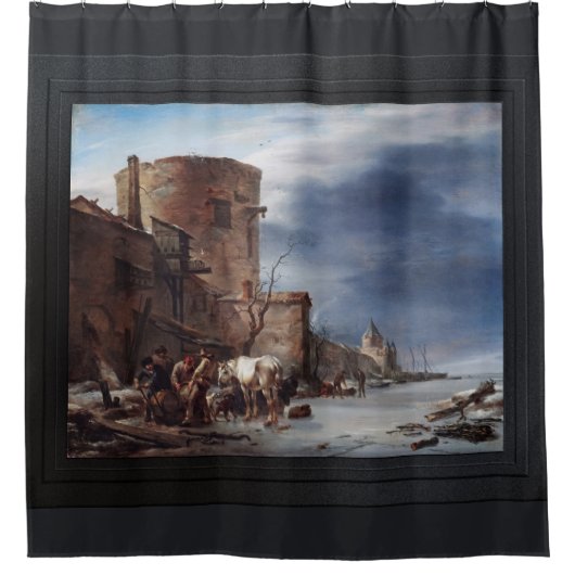 De stadsmuur van Haarlem in de winter Douchegordijn (Voorkant)