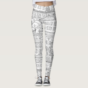 De stadspatroon van de krabbel leggings