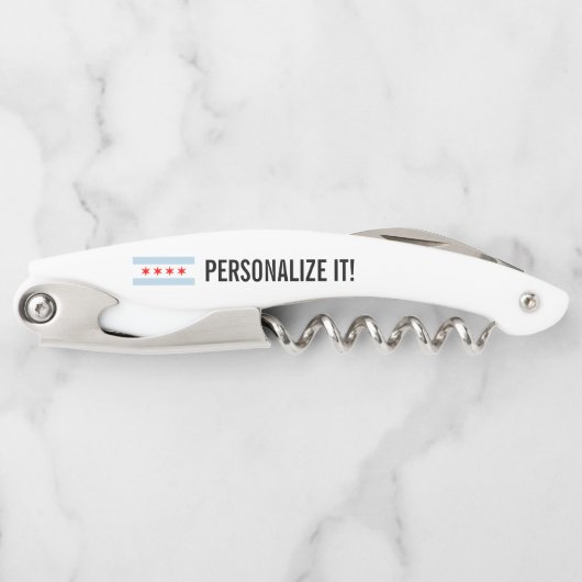 De stadsvlag van Chicago, gepersonaliseerd Kurkentrekker (Voorkant)