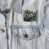De staking van de mijnwerker in Carmaux Vierkante Button 5,1 Cm (In situ)