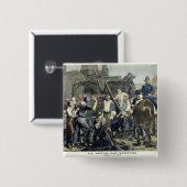 De staking van de mijnwerker in Carmaux Vierkante Button 5,1 Cm (Voorkant /achterkant)