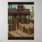 De stal van het paard in de stad | AI Art Poster (Voorkant)