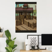 De stal van het paard in de stad | AI Art Poster (Thuiskantoor)