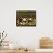 De stallen en twee beroemde rijpaarden poster (Keuken)