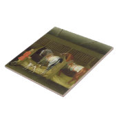 De stallen en twee beroemde rijpaarden tegeltje (Zijkant)