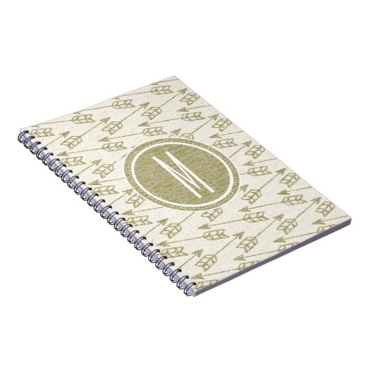 De stammen Pijlen | Goud schitteren Monogram Notitieboek (Rechterzijde)
