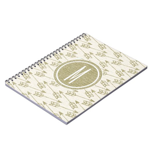 De stammen Pijlen | Goud schitteren Monogram Notitieboek (Linkerzijde)