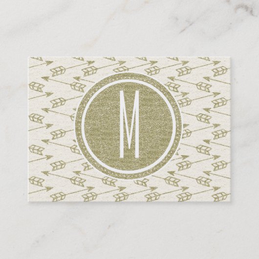 De stammen Pijlen | Goud schitteren Monogram Visitekaartje (Voorkant)
