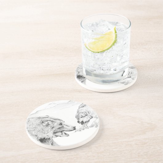 De Stand Off - Zandsteen Onderzetters (Zijkant)