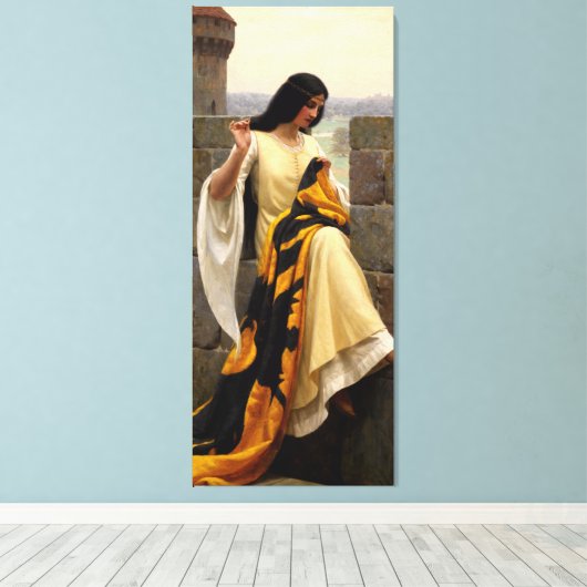 De standaard bepalen door Edmund Leighton Canvas Afdruk (Insitu (Houten vloer))
