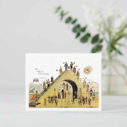 DE STAPPEN VAN VRIJMETSELARIJ BRIEFKAART (Staand voorkant)