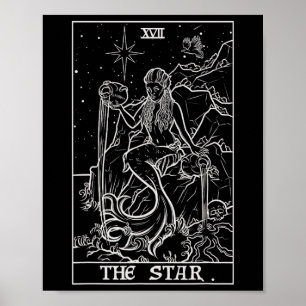 De Star Tarot Card Halloween Mermaid Gothic Witch Poster