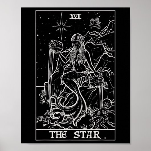 De Star Tarot Card Halloween Mermaid Gothic Witch Poster (Voorkant)