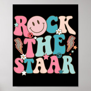 De Star Test Dag Retro Groovy Teacher St Poster