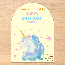 De Star Unicorn Verjaardags Uitnodigingskaart Acryl Uitnodigingen
